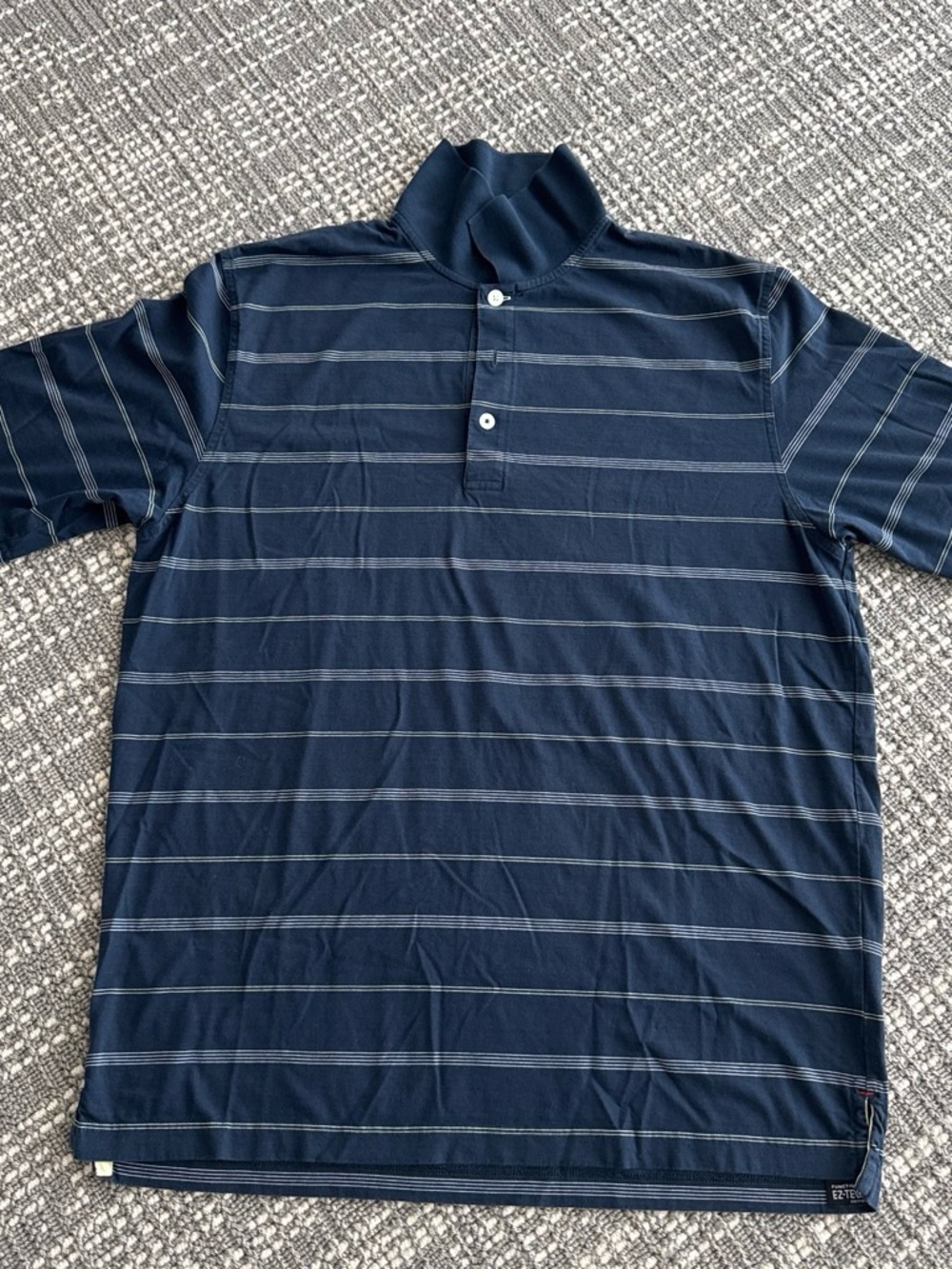 Ashworth Navy Striped Short-Sleeve Polo